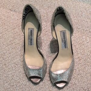 Jimmy Choo Silver Peep-Toe Women's Shoes